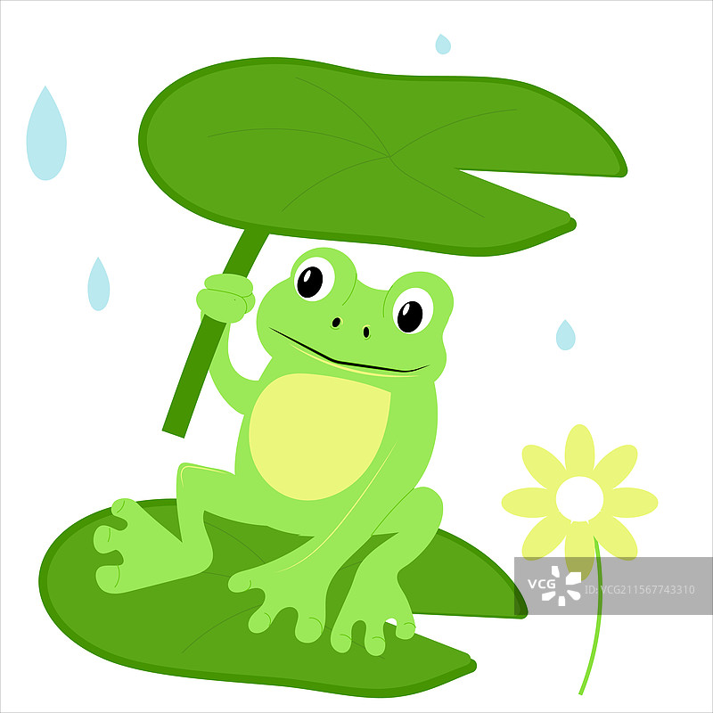 青蛙坐在叶子上，手握着下面的叶子图片素材
