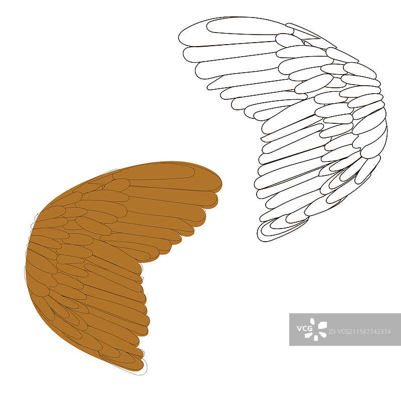 扁平设计线条艺术的鹅鸟展开翅膀图片素材