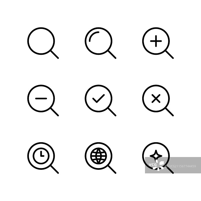搜索图标集 放大镜图标 缩放图标图片素材
