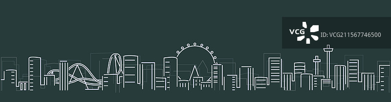 奥兰多简单线条天际线在深色背景上图片素材