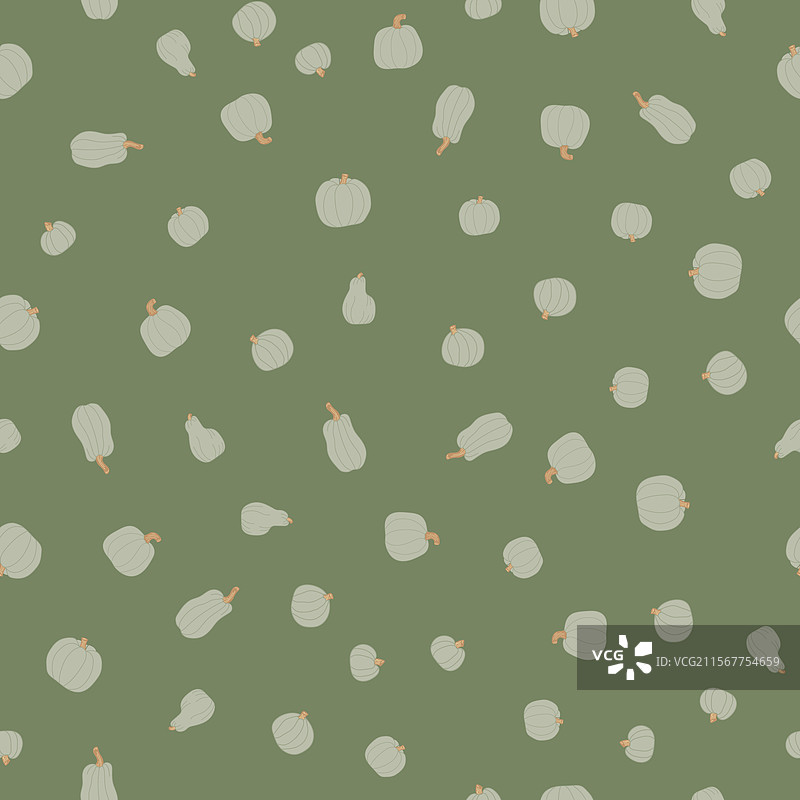 淡雅的青瓷南瓜形状在柔和的鼠尾草绿色背景上图片素材