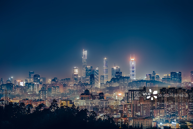 广州城市风光珠江新城CBD夜景天际线图片素材