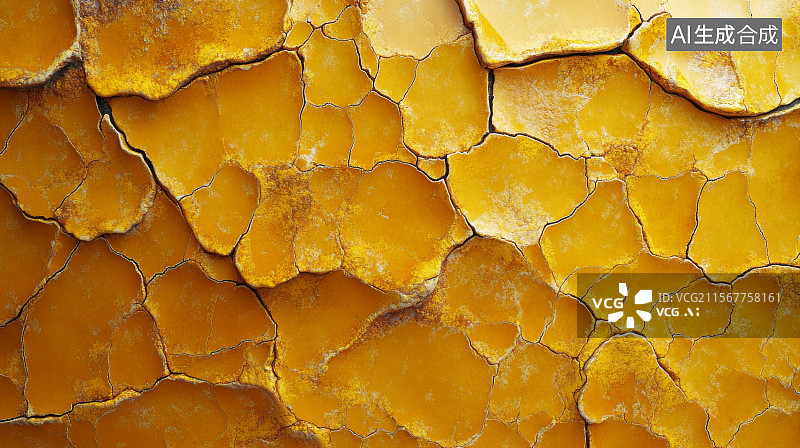 【AI数字艺术】裂纹黄色地面纹理图片素材