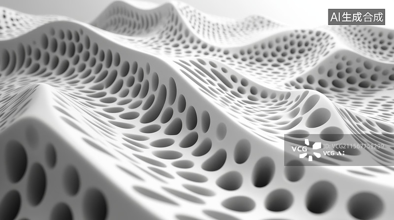 【AI数字艺术】三维打印结构的波浪形表面图片素材