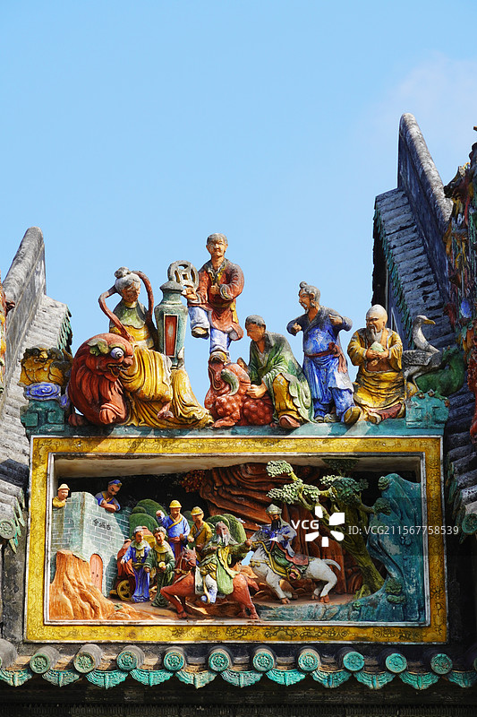 广州市陈家祠景区屋顶八仙过海图片素材