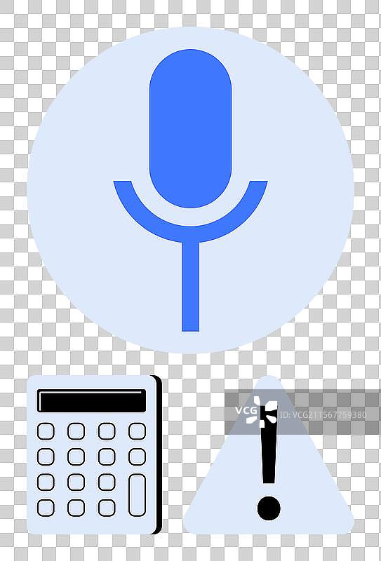 蓝色麦克风符号在计算器上方图片素材
