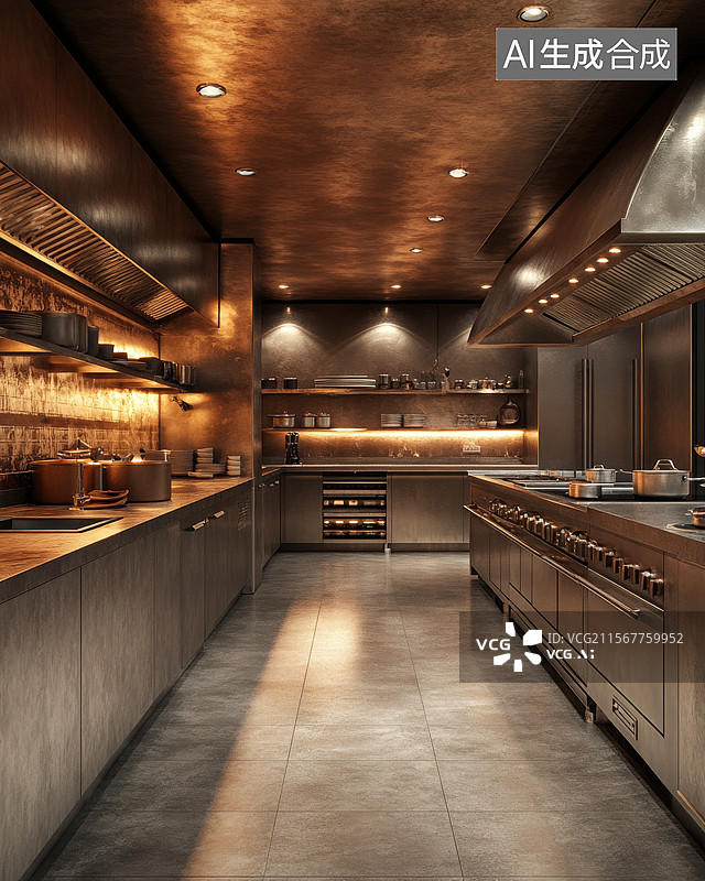 【AI数字艺术】现代工业风格厨房图片素材