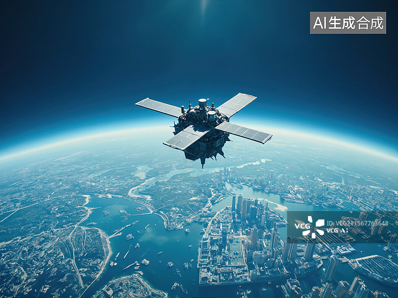 【AI数字艺术】太空卫星俯瞰城市图片素材