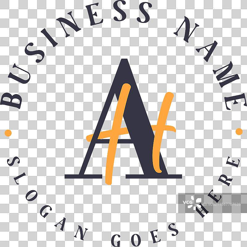 优雅的字母AH首字母标志，适用于企业。图片素材