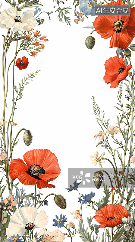 【AI数字艺术】花朵边框图片素材