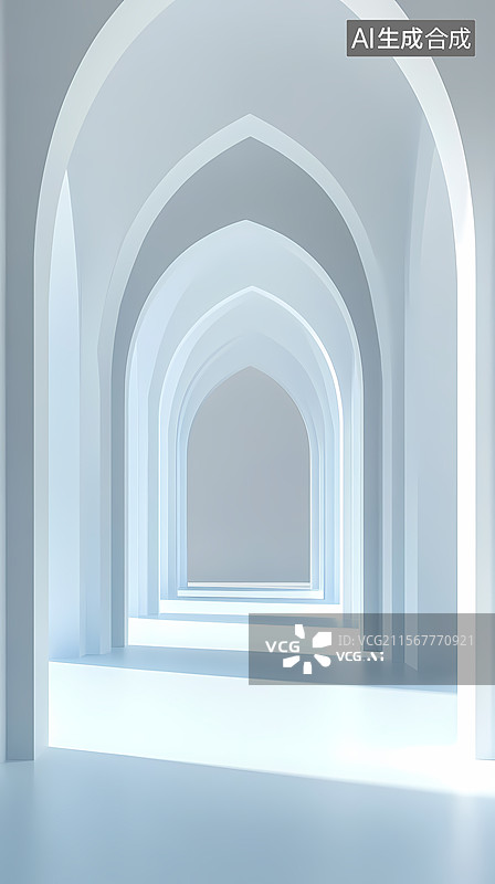 【AI数字艺术】清净的伊斯兰建筑走廊图片素材