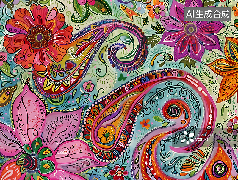 【AI数字艺术】佩斯利花纹设计图片素材