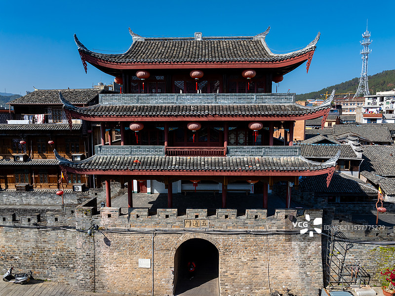 福建龙岩长汀古城城门城墙图片素材
