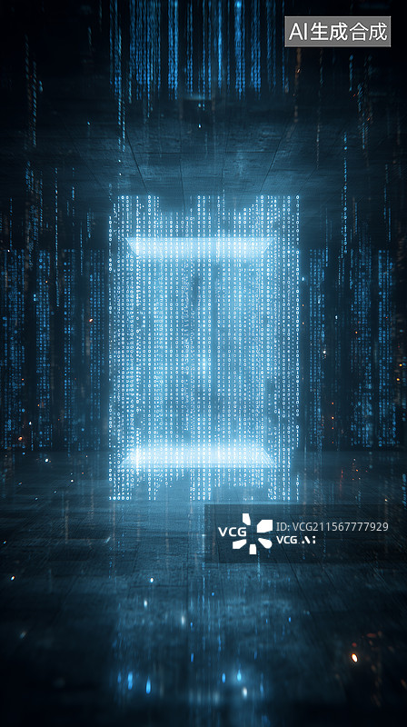 【AI数字艺术】矩形科技感数字空间图片素材