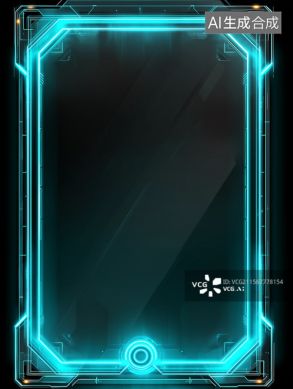 【AI数字艺术】蓝色科技游戏界面边框图片素材