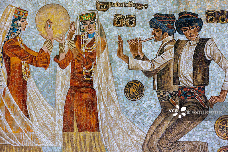 常德鼎城区沅江南岸常德画墙大型壁画局部特写图片素材