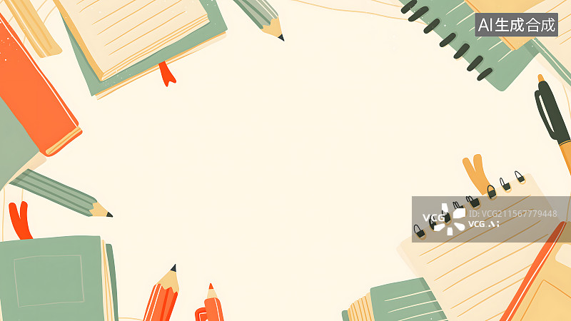 【AI数字艺术】文具办公用品2D卡通最大图片素材