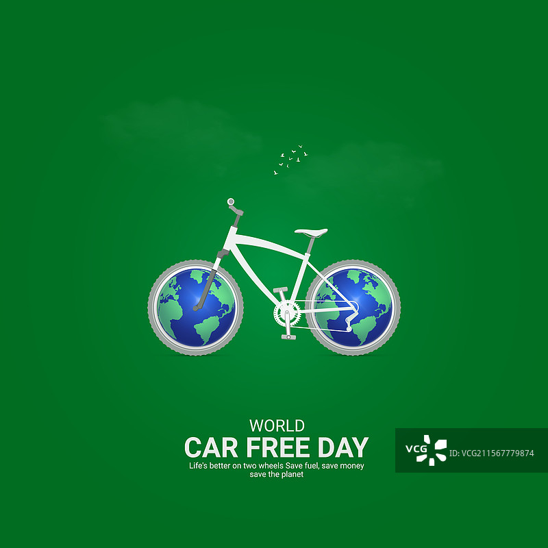 无车日创意广告设计与骑行图片素材