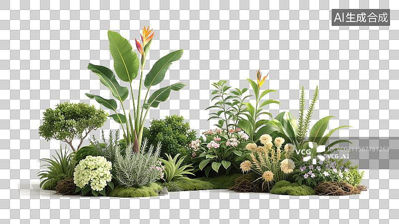 【AI数字艺术】园林造景植物群PNG免抠设计元素图片素材