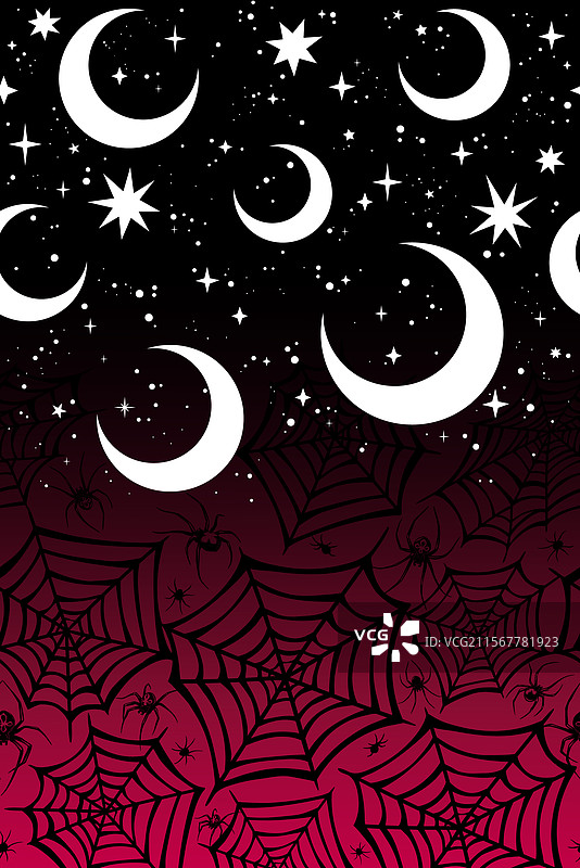 渐变背景上的月亮条纹和蛛网图片素材