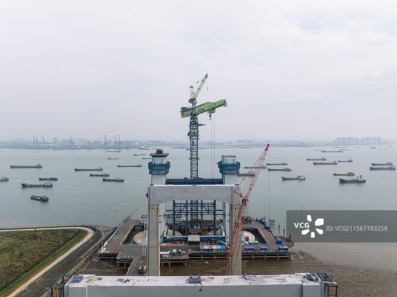 广州南沙狮子洋通道建设图片素材