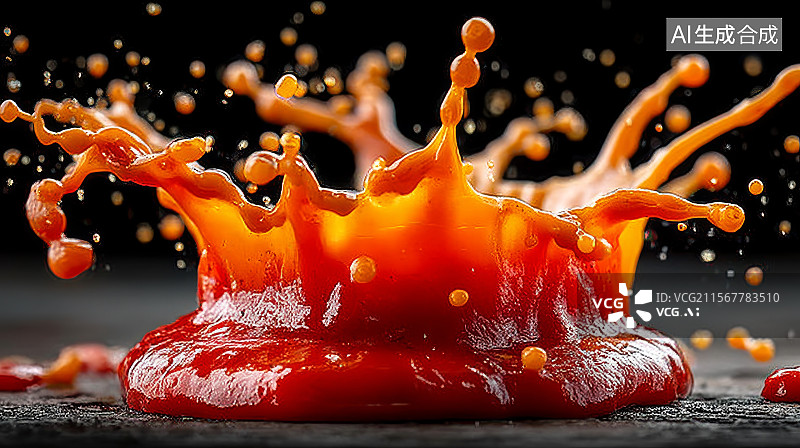【AI数字艺术】番茄酱飞溅图片素材