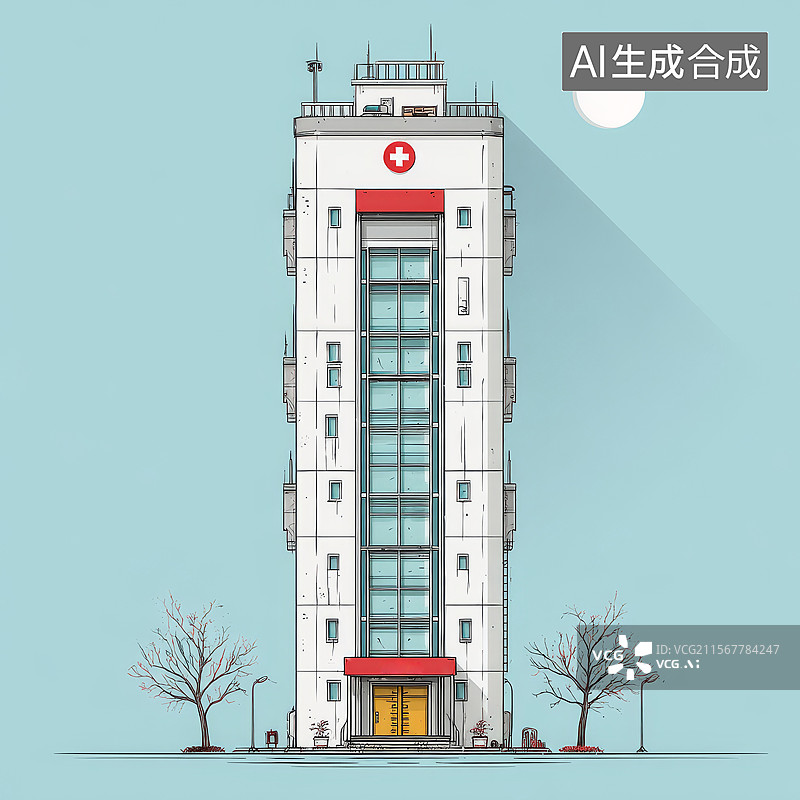 【AI数字艺术】现代医疗塔建筑图图片素材