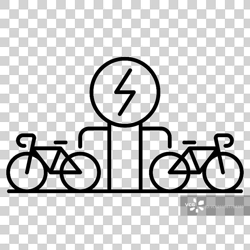 电动自行车充电站图标（细线风格）图片素材