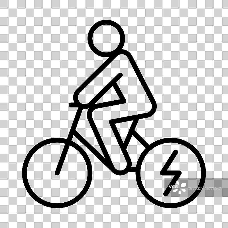 电动自行车图标，细线风格图形图片素材
