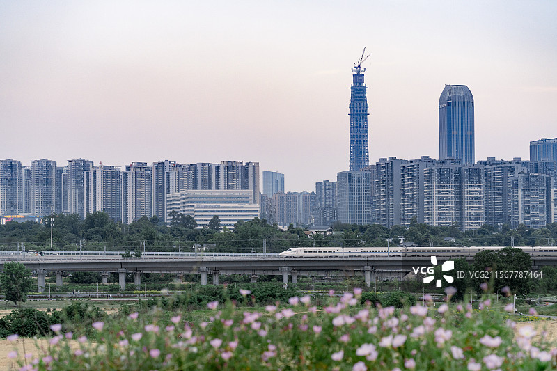 成都锦江开往春天的列车图片素材