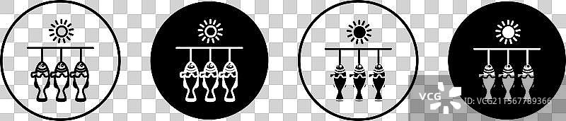 干鱼扁平线条图标集 干鱼细线图标图片素材