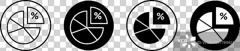 市场份额扁平线图标集 市场份额细线图图片素材