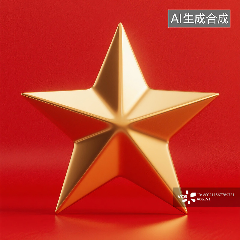 【AI数字艺术】金色立体五角星图片素材