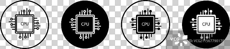 处理器扁平线条图标集 处理器细线图标图片素材