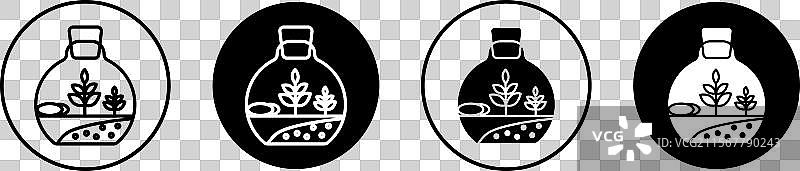 生态瓶扁平线条图标集 生态瓶细线图标图片素材