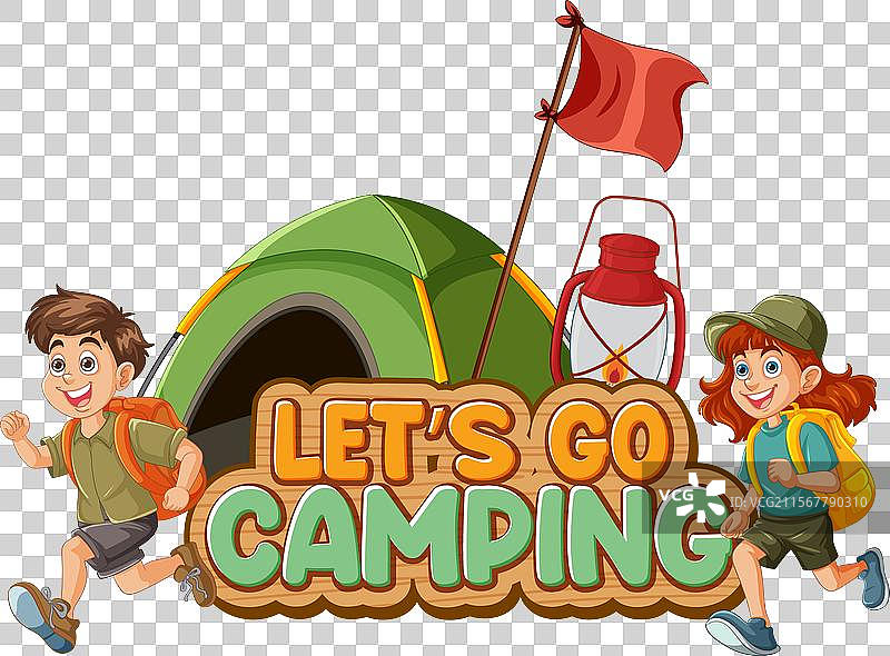 孩子们享受有趣的露营之旅图片素材