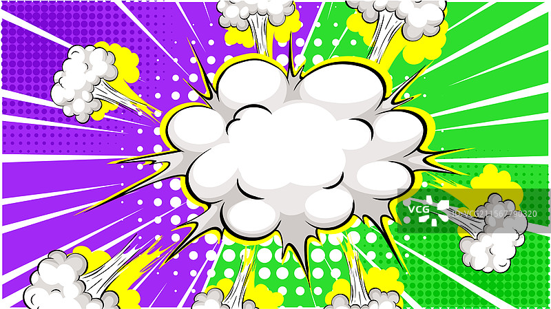 色彩丰富的漫画风格爆炸效果，充满动感图片素材