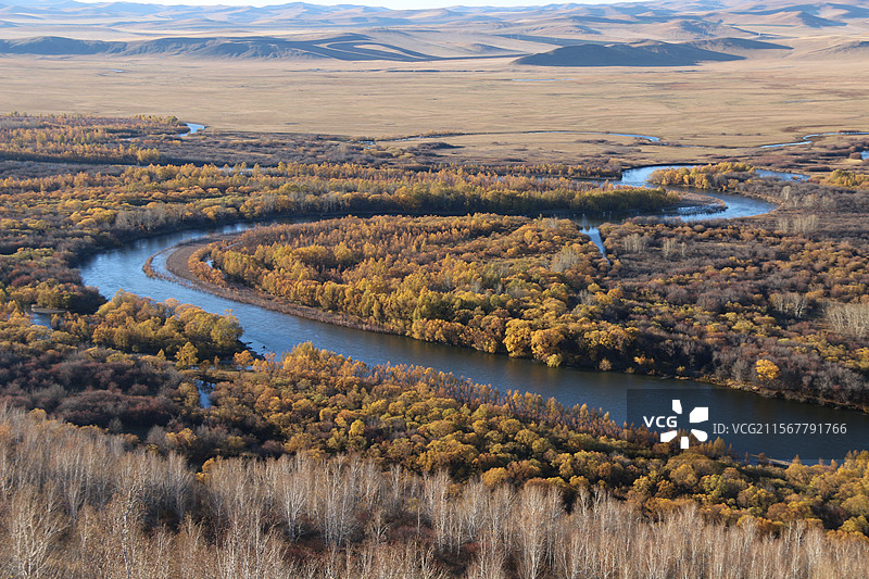额尔古纳湿地俯瞰图片素材