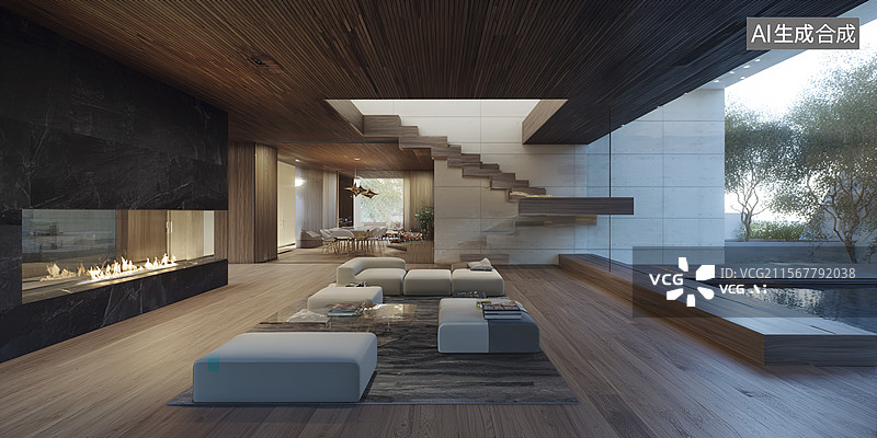 【AI数字艺术】现代极简艺术馆内景图片素材