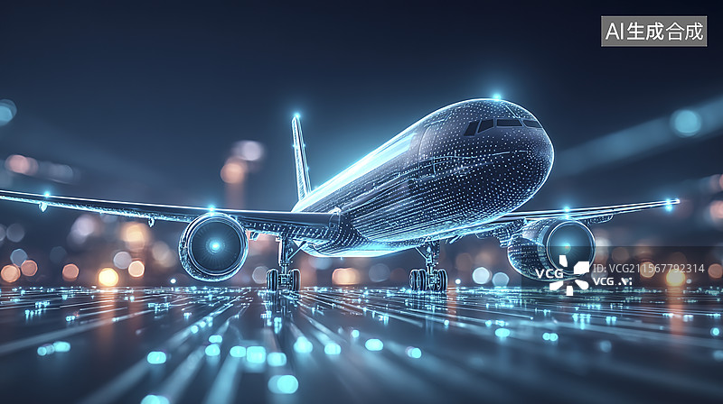 【AI数字艺术】科技感飞机跑道图片素材