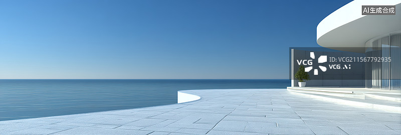 【AI数字艺术】汽车广告背景时尚混凝土现代展厅白色建筑外立面海景停车场度假旅游胜地超现实商业城市图片素材