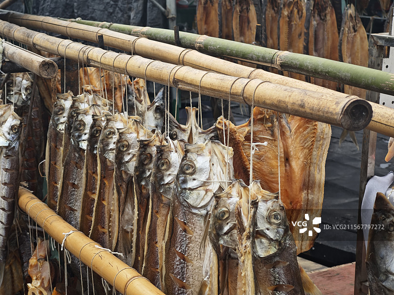 赣州浮桥晒鱼图片素材
