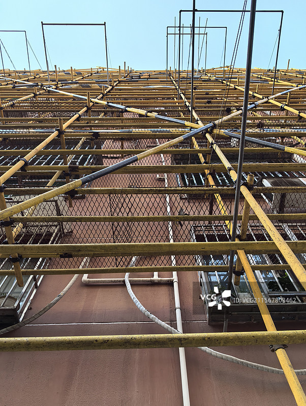 上海老旧小区美丽家园脚手架图片素材