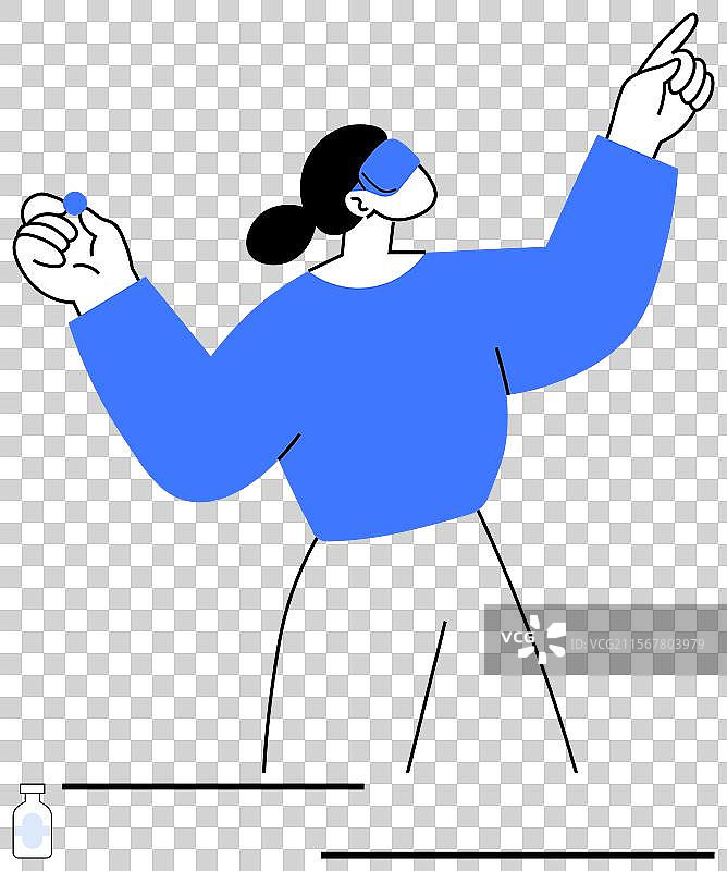 一个人自信地指向上方，同时手中握着某物图片素材