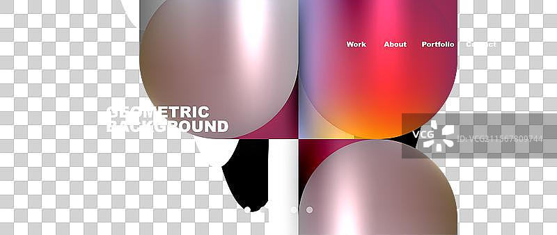 几何抽象玻璃效果，带有圆形和图片素材