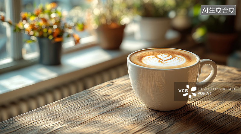 【AI数字艺术】阳光下的咖啡小憩图片素材