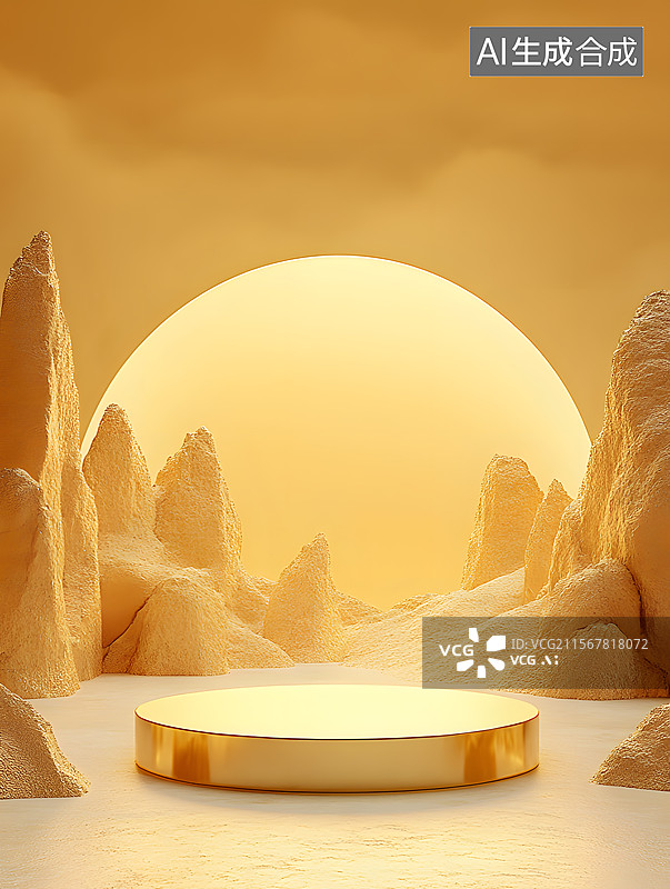 【AI数字艺术】沙漠展台背景图片素材
