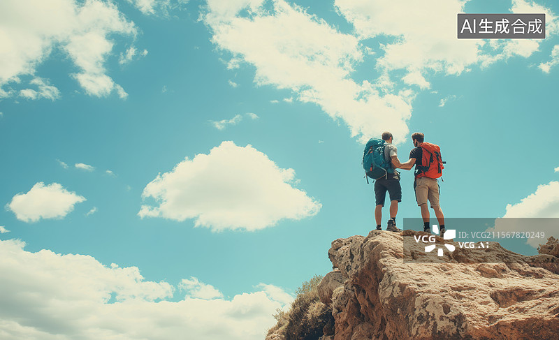 【AI数字艺术】山顶的胜利时刻图片素材