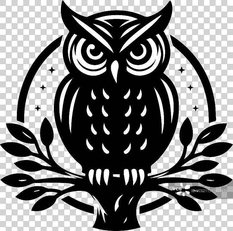 黑白猫头鹰的标志图片素材