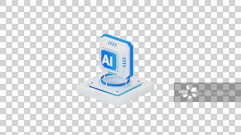 AI人工智能科技互联网芯片3D图标图片素材